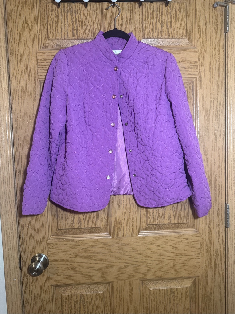 Studio Works Purple Quilted Snap-Front Jacket